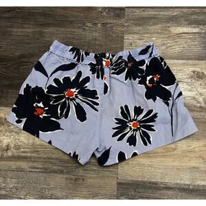 J Crew Linen Lavender Blue Womens 8 Floral Tropical Hawaiian Beach Summer Shorts